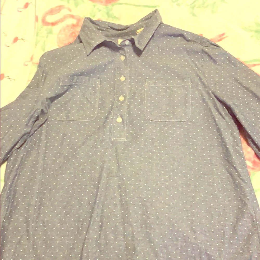 Denim polka dot blouse